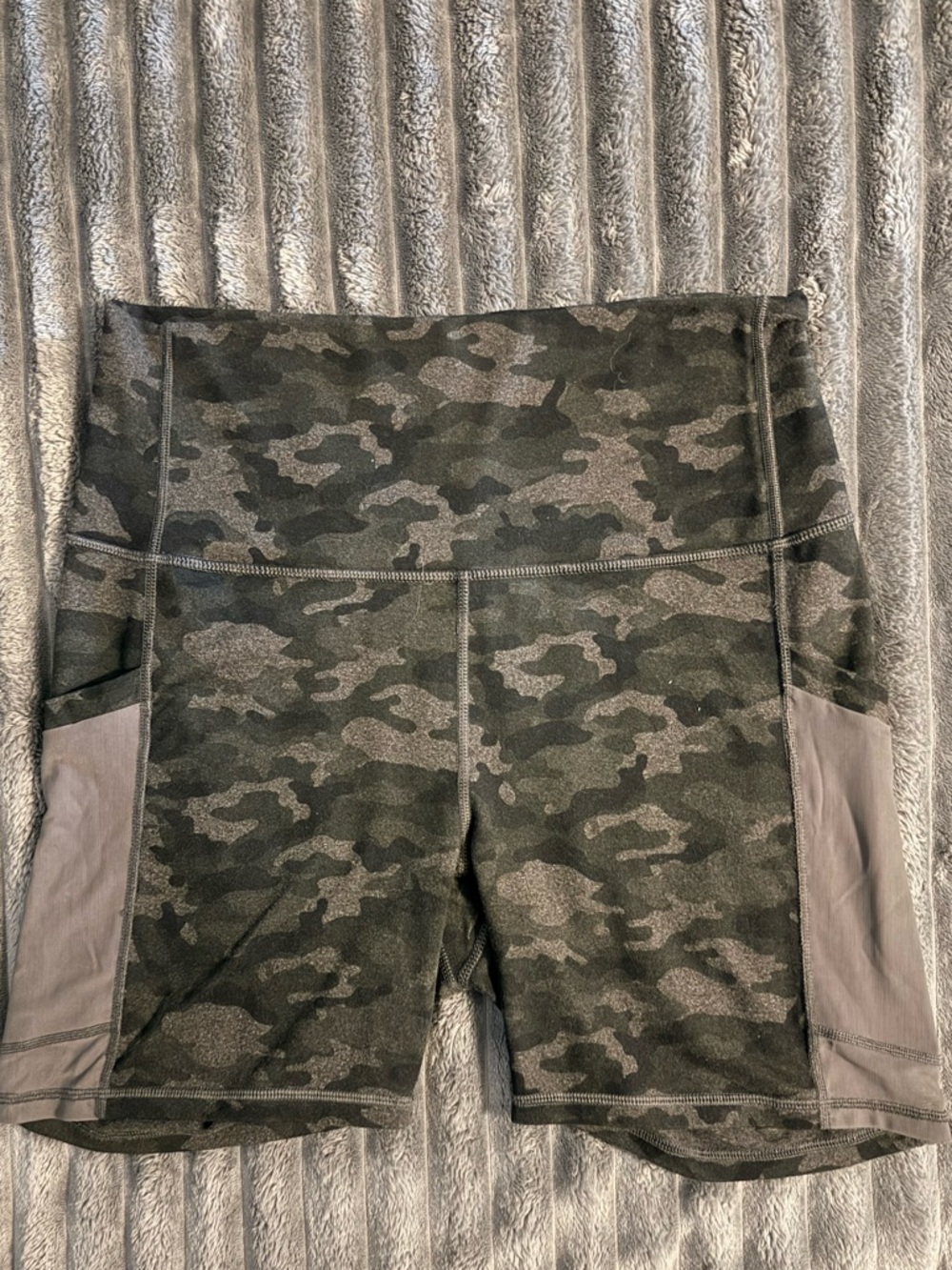 Fabletics Black & Charcoal Camo High-Waist Active Shorts